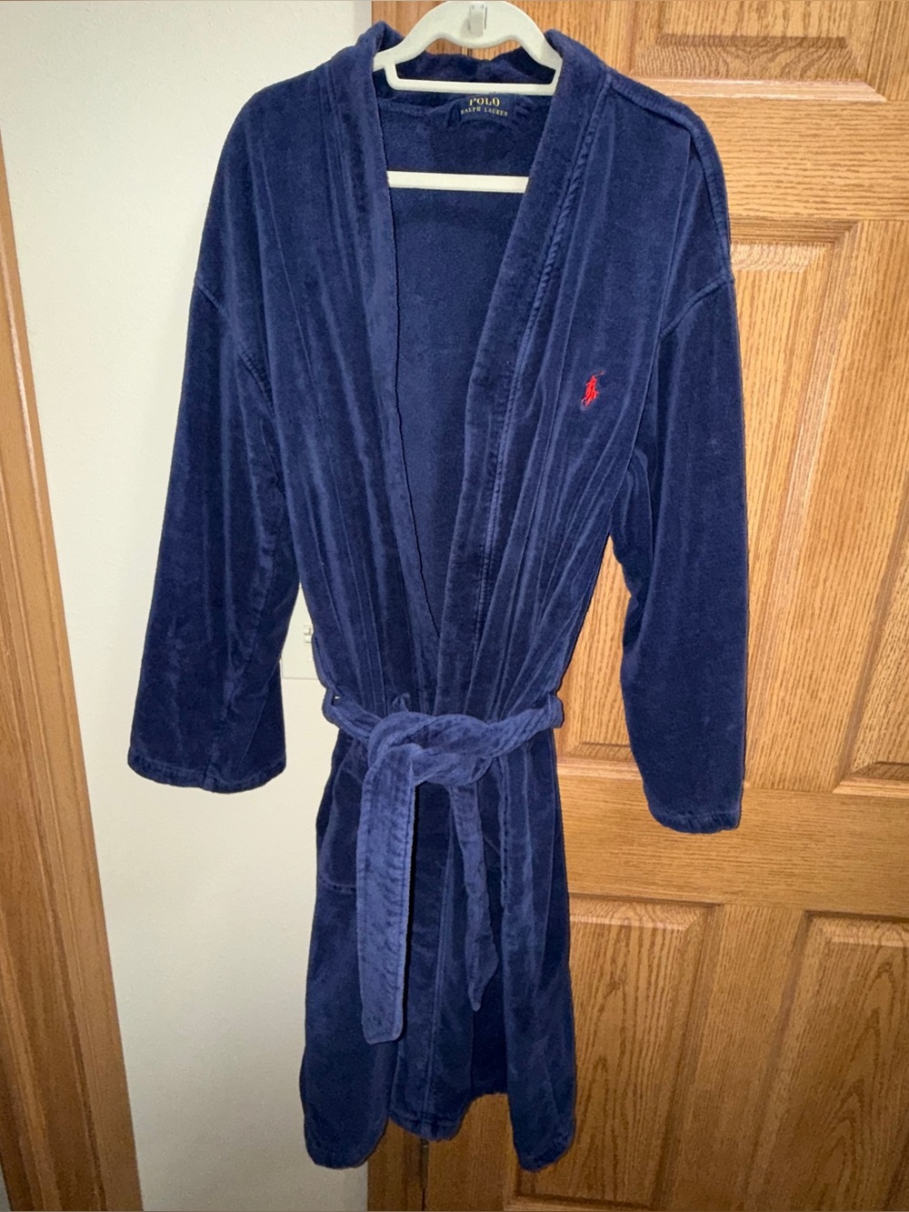 Polo Ralph Lauren navy blue super soft cozy terry cloth bath robe S/M- Pristine